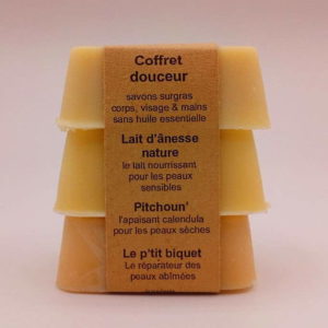 coffret douceur cadeau lait d'ânesse lait de chèvre f'ânes de carottes